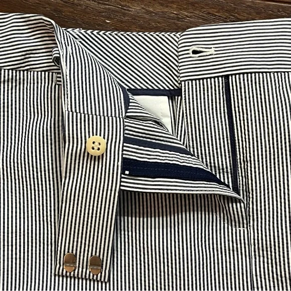 Talbots Navy Striped Seersucker Pencil Skirt Preppy Casual - Picture 3 of 11